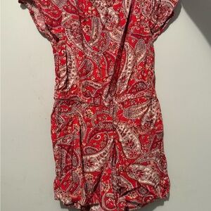 Old Navy Red and White Paisley Dress